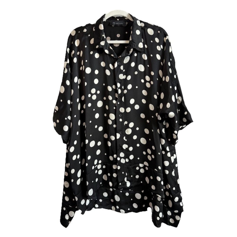 JOIN CLOTHES Women’s Oversized Hi-Low Draped‎ Polka Dots Top Size OS Lagenlook